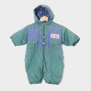 Vintage CB Kids Ski Club Toddler Snow Ski Suit Hood Zippered Insulated Winter